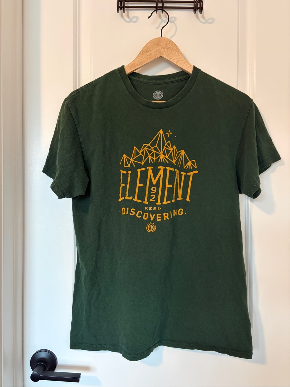 Element Dark Green Tee with Gold Mountain Graphic